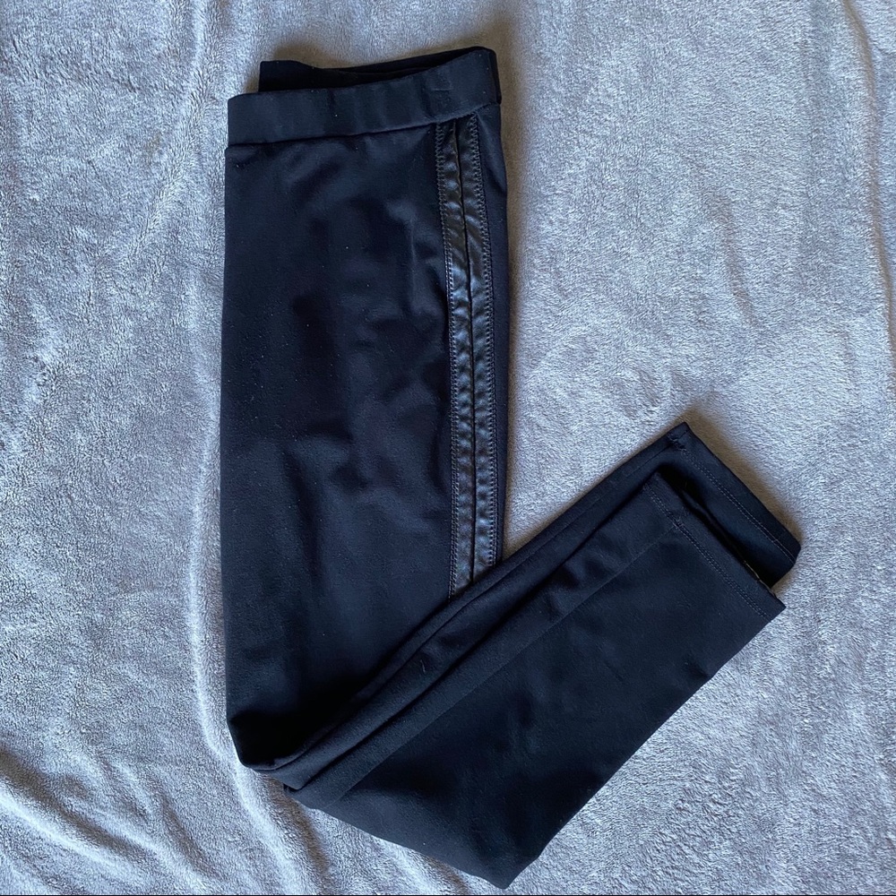 Black Worthington leggings with leather on sides